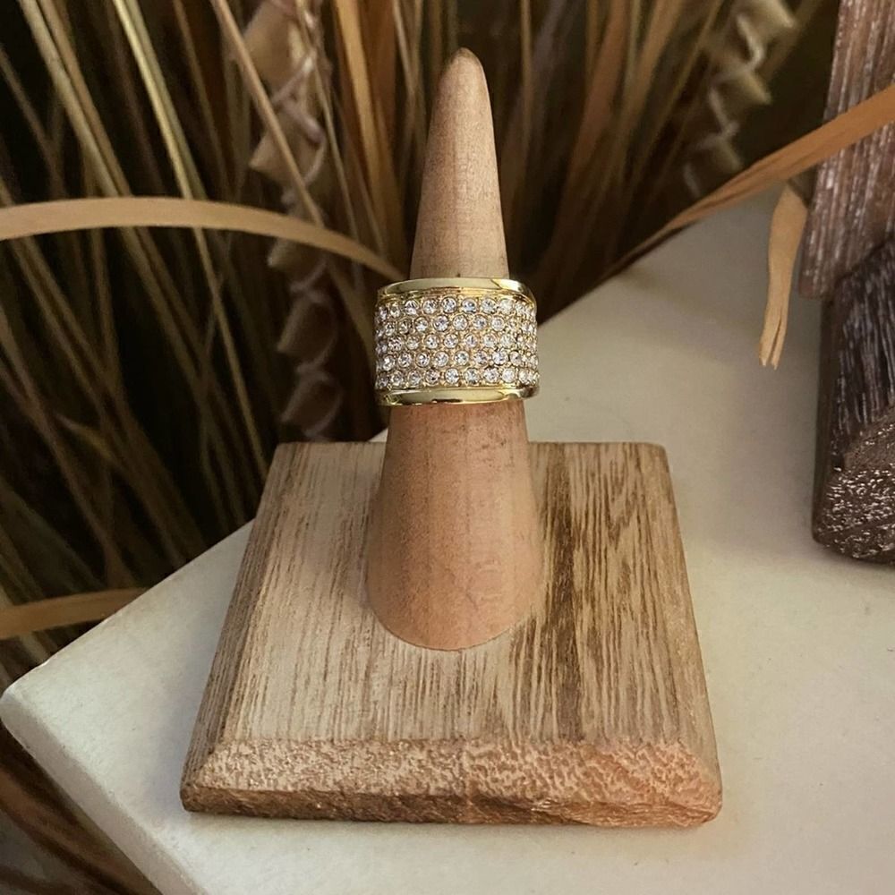 Crystal IP Gold Ion Plating Brass Ring Size 6